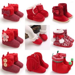 Bottes VANLEN SINA Winter Baby Warm Red - Chaussures à enfiler pour filles en bas âge de 0 à 18 mois