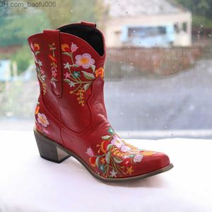 Bottes Vintage Cowboy boot talons bas automne et hiver chaussures pour femmes cool design d'inspiration britannique western bottes courtes chaussures de soirée Z230713