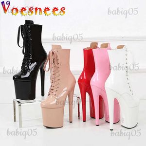 Laarzen Voesnees Dames Halfhoge Laarzen 8 Inch Club Zijrits Dunne Hoge Hakken Paaldansen Laarsjes Grote maten Mode Cosplay Damesschoenen T231117