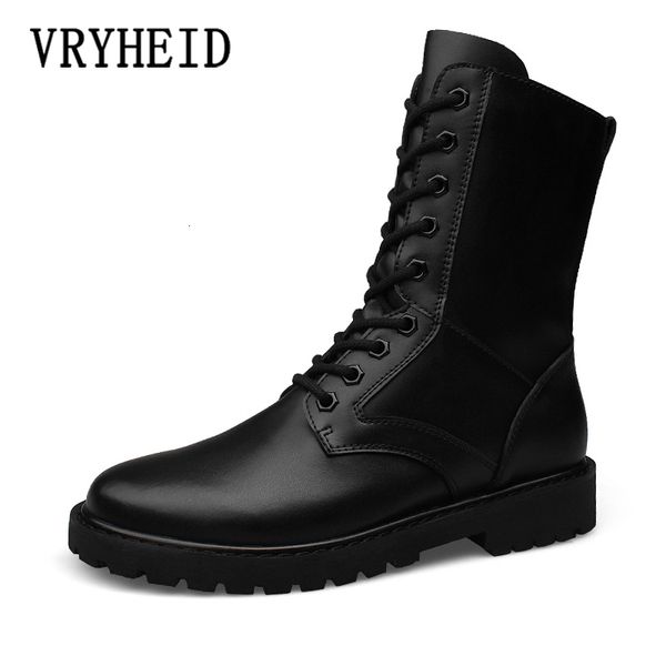 Botas VRYHEID Botas unisex para adultos para hombres y mujeres Botas de combate cálidas de invierno Bota militar de cuero genuino antideslizante Ejército Tamaño grande 35-52 230324