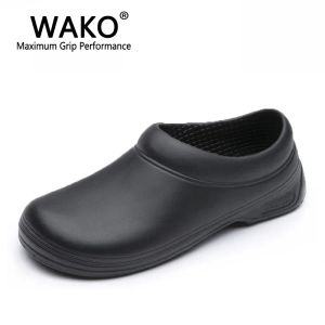 Botas wako hombres zapatos chef sandalias masculinas para trabajadores de la cocina súper antiskid hombre no slip zapatos de cocinero negro buques de seguridad 3645