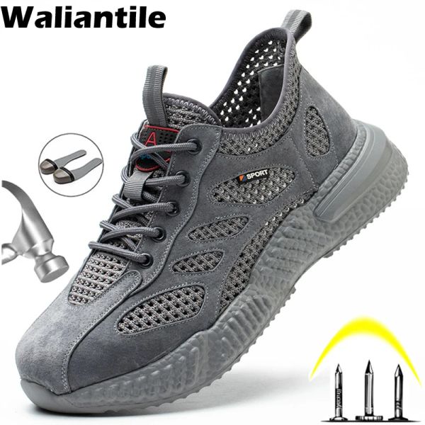 Boots Waliantile Breathable Man Shoes de sécurité Antismashing Construction Travail Bottes Chaussures Indestructible Safety Sneakers Footwear mâle