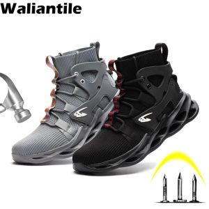 Laarzen Waliantile Men Safety Work Boots Schoenen Ademend enkel Werklaarzen voor mannen Mannelijke antismashing bouwveiligheid sneakers