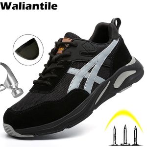 Laarzen Waliantile Werkveiligheidsschoenen voor mannen Women Steel Toe Antismashing Constructie Punctie Bewijs Sneakers 220913