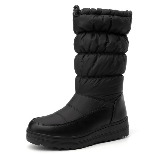 Botas de piel caliente de piel alta botas de nieve zapatos de mujer impermeables