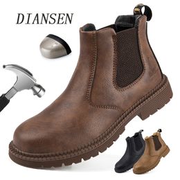 Boots Proof de sécurité Chaussures de travail pour hommes en cuir en cuir en cuir mâle Construction indestructible Brown 230812