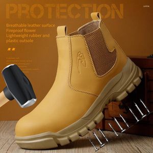 Boots Chaussures de travail de sécurité étanche pour hommes en cuir en cuir en cuir masculin
