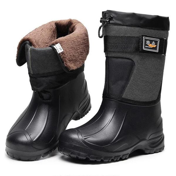 Botas impermeables zapatos de pesca de nieve antideslizantes para hombres lluvia invierno piel cálida al aire libre camuflaje caza camuflaje 231018