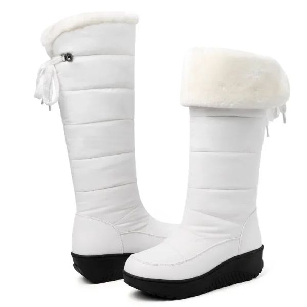 Botas Improdables de invierno zapatos de invierno Mujer botas de nieve de piel tibia Caída casual Botas altas Botas Niñas Blancas Blancas Raúd Llovas Damas