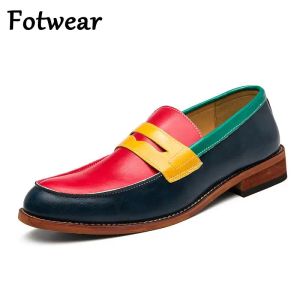 Boots Wedding Leather Oxfords Men Big Taille 48 47 46 Chaussures habillées Slip on Breathable Driving Shoes Multi Color Penny Mandis pointues Toe