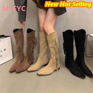 Boots Western Cowboy With Tassel Design Sense Nicho Neckled Knight Long Mesh Red Heeled