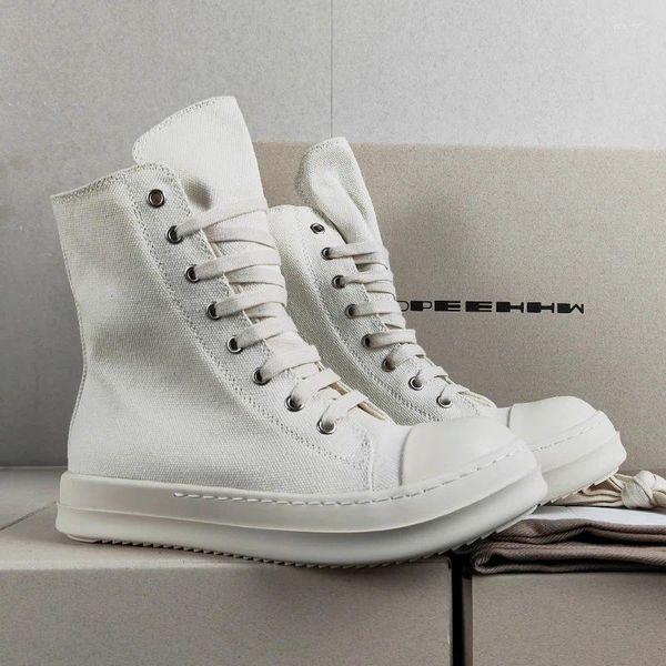 Botas Lona Blanca Para Hombres 2023 Primavera Zapatillas Hombre Moda Militar P35E50