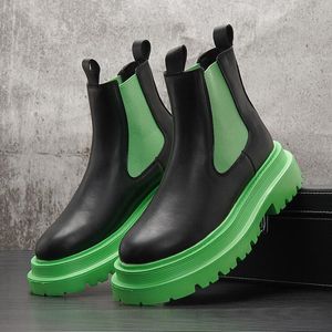 Bottes Blanc Hommes Plateforme Semelle Épaisse Homme Chelsea Designer Baskets De Luxe Pour Hommes Vert Noir 230818