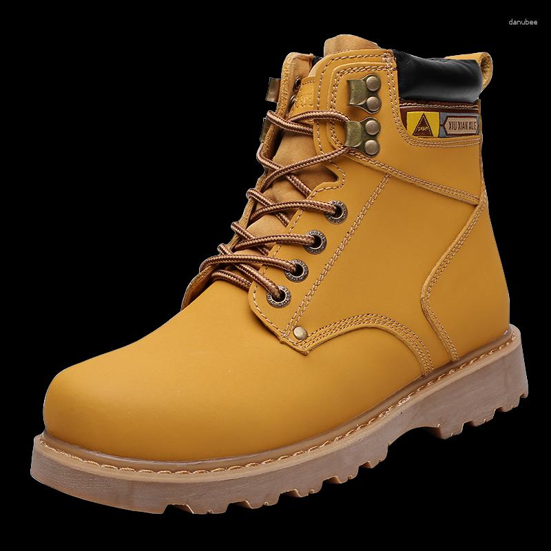 Boots Winter Ankle Men Casual Shoes Outdoor Autumn Leather Waterproof Work Tooling Mens Warm Botas BTMOTTZ
