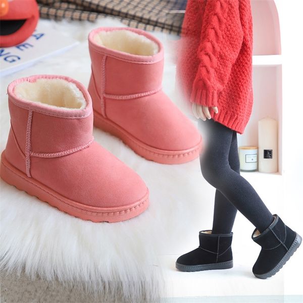 Bottes d'hiver bébé coton bottes courtes pour enfants Plus velours chaussures de couleur unie antidérapantes pour enfants bottes de neige chaudes rose 220913