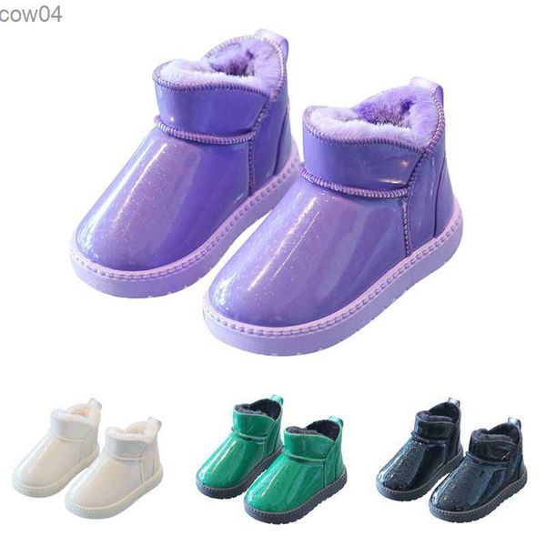 Botas Botas de nieve para bebés de invierno para niñas Niños Moda Bling Bota impermeable Casual Espesar Zapatos de felpa Botines con punta redonda 4 colores L0825