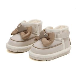 Bottes hiver bébé bottes de neige en cuir papillon-noeud chaud en peluche enfant en bas âge chaussures à semelle souple mode filles bottes 231121