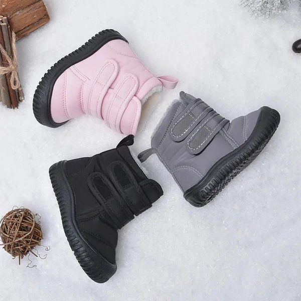 Bottes d'hiver pour bébés, chaussures de neige pour enfants, tissu supérieur imperméable, pour garçons et filles, chaussures montantes et chaudes en coton, velours épais