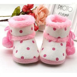 Boots Hiver bébé Fluffy Fluffy Born Snow Not Slip Chaussures Polka Dot Toddler First Walkers For Girl Boy 0-18m