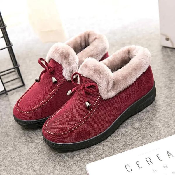 Boots Hiver Beijing Chaussures en coton Thermal Femmes Plus Velvet épaissis courts plats Plat sans raquette Mother Maomu Chaussures 3541