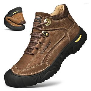 Bottes hiver noir en cuir véritable chaussures pour hommes confortables mode hommes conception randonnée en plein air homme décontracté