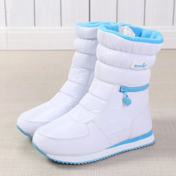 Boots Boots d'hiver Femmes Ladys Chaussures chaudes Botte de neige à l'intérieur de la laine naturelle mélangée couleur blanc 2020