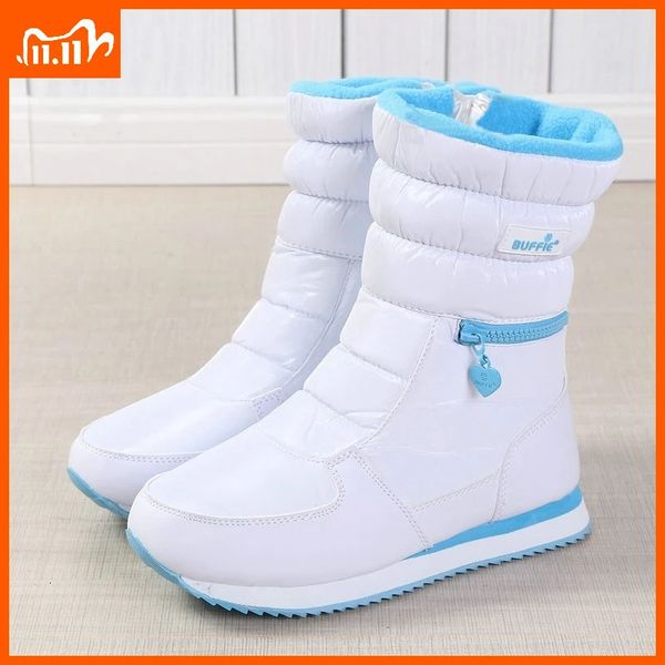 Bottes bottes d'hiver femmes Ladys chaussures chaudes botte de neige à l'intérieur de laine naturelle mélangée couleur unie blanc Buffie joli look 231026