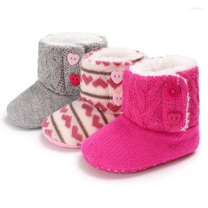 Bottes hiver né bébé filles garçons botte Crochet tricot laine fond souple unisexe chaussure chaude mignon bambin chaussures de neige 0-18M