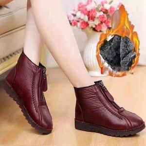 Laarzen Winter Casual Dames Enkellaarsjes Retro Etnisch Pluche Sneeuw Korte Laarzen Vrouwelijke Platte Plus Size Katoenen Schoenen Botas De Mujer 230907