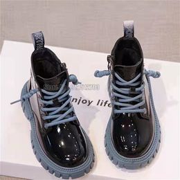 Botas de invierno para niños Pu cuero impermeable Martin botas niños nieve marca niñas niños goma moda zapatillas zapatos 220913