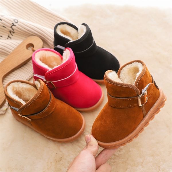 Bottes d'hiver pour enfants, chaussures chaudes pour filles et garçons, en coton et velours, rose, marron, noir, 220913