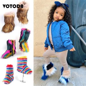 Laarzen Winter warme kindersnowboots pluizige kunstbontlaarzen kinderbontschoenen regenboogschoenen rubber gladde gladde laarzen luxe bontschoenen 231027