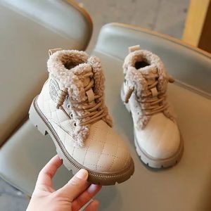 Boots Winter Children Shoes Leather Waterproof Plush Boots Kids Snow Boots Brand Girls Boys Casual Boots Fashion Sneakers 231018