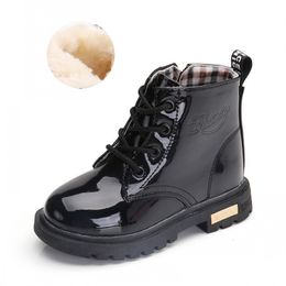 Bottes Hiver enfants chaussures en cuir PU bottes imperméables enfants bottes de neige marque filles garçons bottes en caoutchouc mode baskets 230821