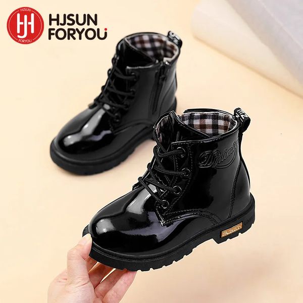 Botas Zapatos para niños de invierno Cuero de PU Impermeable Peluche Niños Nieve Marca Niñas Niños Zapatillas de deporte de moda casual 231124