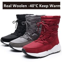 Botas invierno niños nieve 50% lana real mantener zapatos calientes niñas mid-becerro grandes niños impermeables zapatillas de deporte 29-43 221007