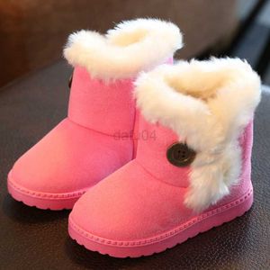 Bottes Hiver enfants bottes de neige pour garçons chaussures de fourrure filles mi-mollet mode bébé bottes épais chaud coton rembourré daim boucle enfants bottes L0824