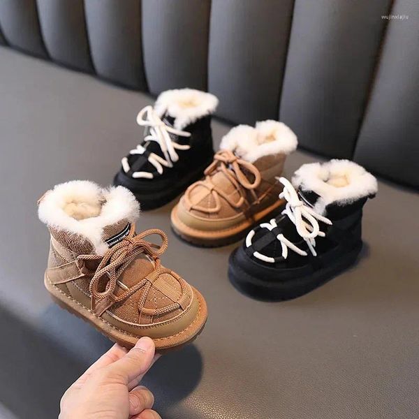 Bottes d'hiver pour enfants, chaussures de neige confortables et chaudes en peluche pour garçons et filles, antidérapantes, à la mode, en coton, taille 18-30