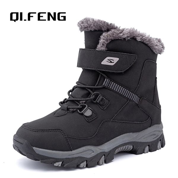 Bottes Hiver enfants neige bottes chaudes chaussures de fourrure garçons Sneaker en caoutchouc chaussure de randonnée mode enfants chaussures bottes en cuir imperméables enfants 230911