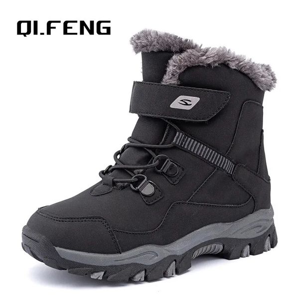 Bottes Hiver enfants neige bottes chaudes chaussures de fourrure garçons Sneaker en caoutchouc chaussure de randonnée mode enfants chaussures bottes en cuir imperméables enfants 231005