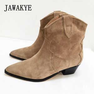 Bottes Bottes Chelsea classiques d'hiver pour femme en daim véritable bout pointu talon compensé bottines simples bottes de cowboy confortables femme 231016