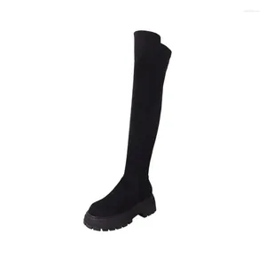 Boots Hiver Designer Chaussures Knee High Women Toe Natural Natural Great Cuir Buckle Block Talon Tall Ladyh89-4