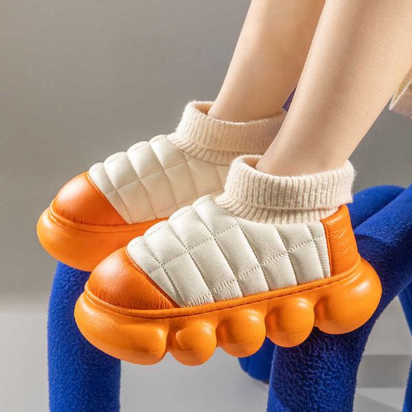 Botas de invierno para mujeres 2022 zapatos de algodón con piel impermeable abajo antideslizante desgaste exterior fondo grueso cálido peludo femenino tobillo bota y2209