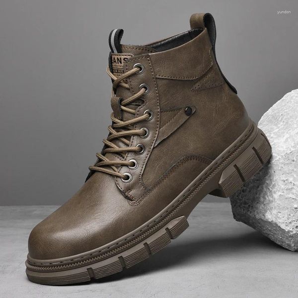 Botas Invierno de cuero genuino para hombre de cuero zapatos casuales al aire libre