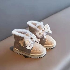 Bottes d'hiver filles neige plus velours chaud coton bébé épaissi arc princesse courte 231124