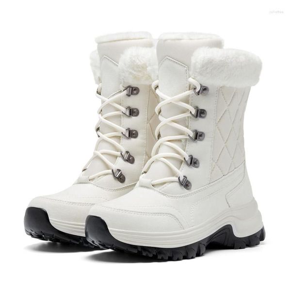 Bottes hiver haut coton dames plus velours épais chaud neige mode extérieur confortable chaussures anti-froid