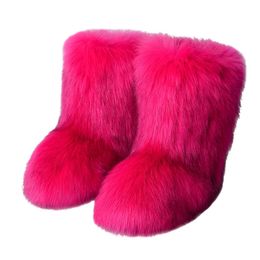 Bottes d'hiver dames en plein air fourrure sans lacet confortable neige floue femmes femme chaude peluche fausse fourrure ski 221123