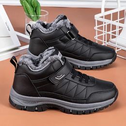 Bottes d'hiver en cuir imperméables pour hommes et femmes, chaussures de randonnée antidérapantes, unisexes, chaudes, en peluche, grande taille 47 48, 231027