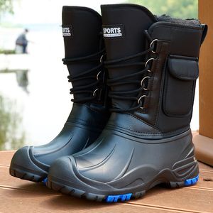 Laarzen winter heren outdoor werk laarzen warme waterdichte mid-barrel sneeuwschoenen voor mannen vissen laarzen heren niet-slip platform wandelschoenen 230203