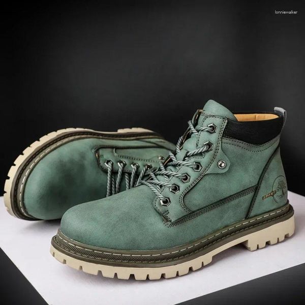 Botas Invierno Herramientas para hombres de alta calidad Men de alta calidad cuero con pieles Anti-Wear sin deslizamiento de zapatos de trabajo al aire libre Botas Hombre